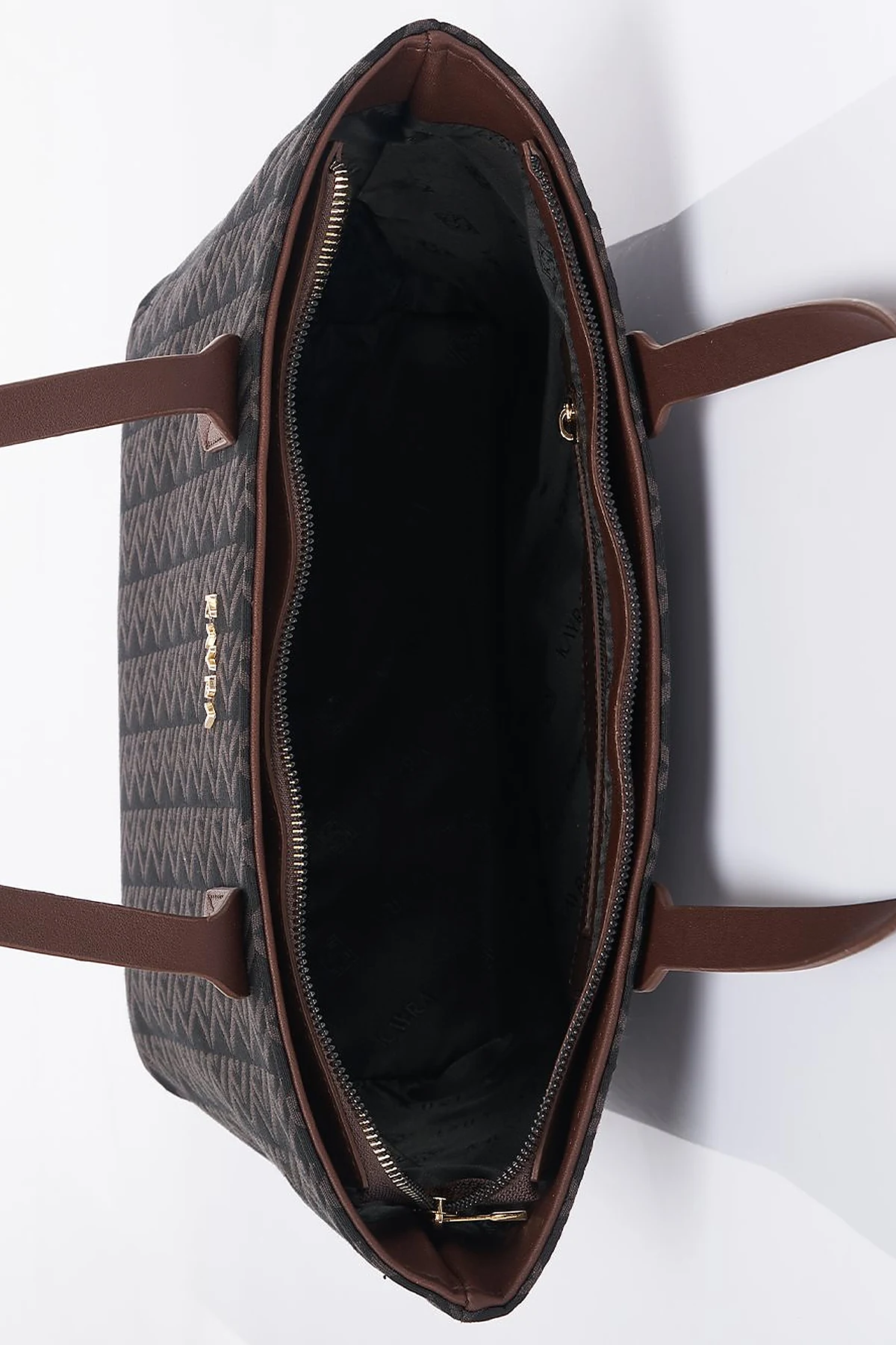 Monogram Desen Shopper Çanta Kahve 