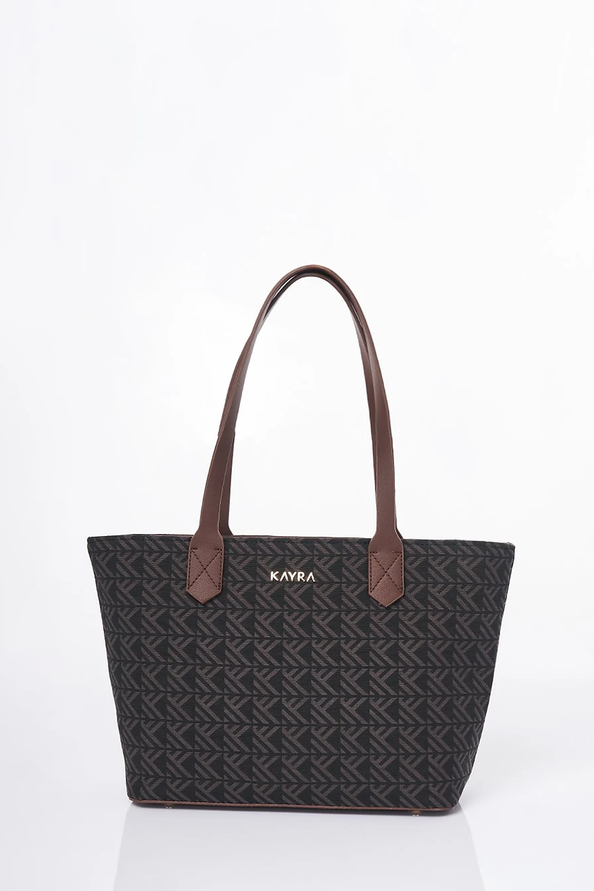 Monogram Desen Shopper Çanta Kahve 