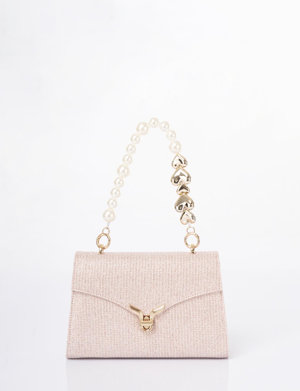 Clutch Bag with Pearl Handle - Powder Pink