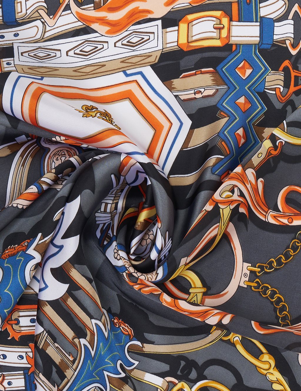Ethnic Pattern Scarf – Black & Orange
