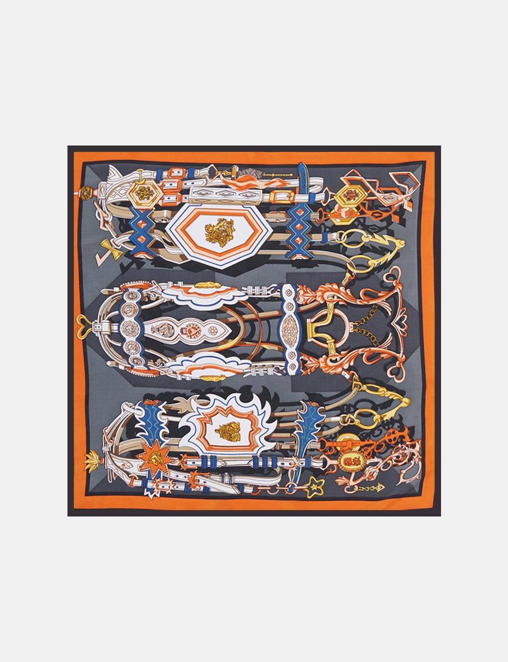Ethnic Pattern Scarf – Black & Orange