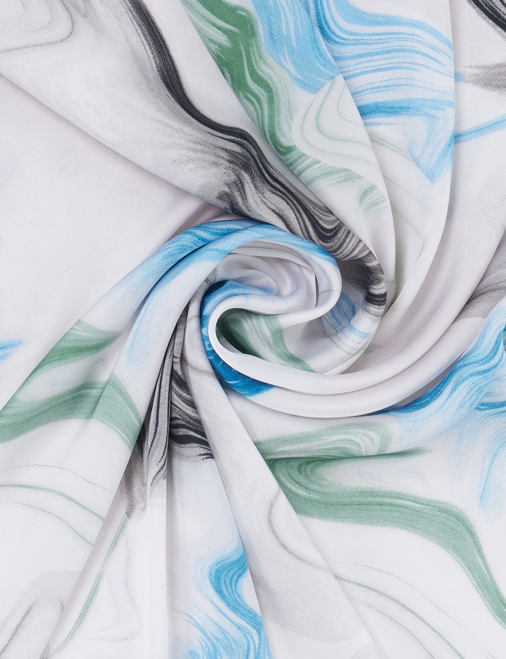 Marbled Pattern Scarf – Black & Optical White