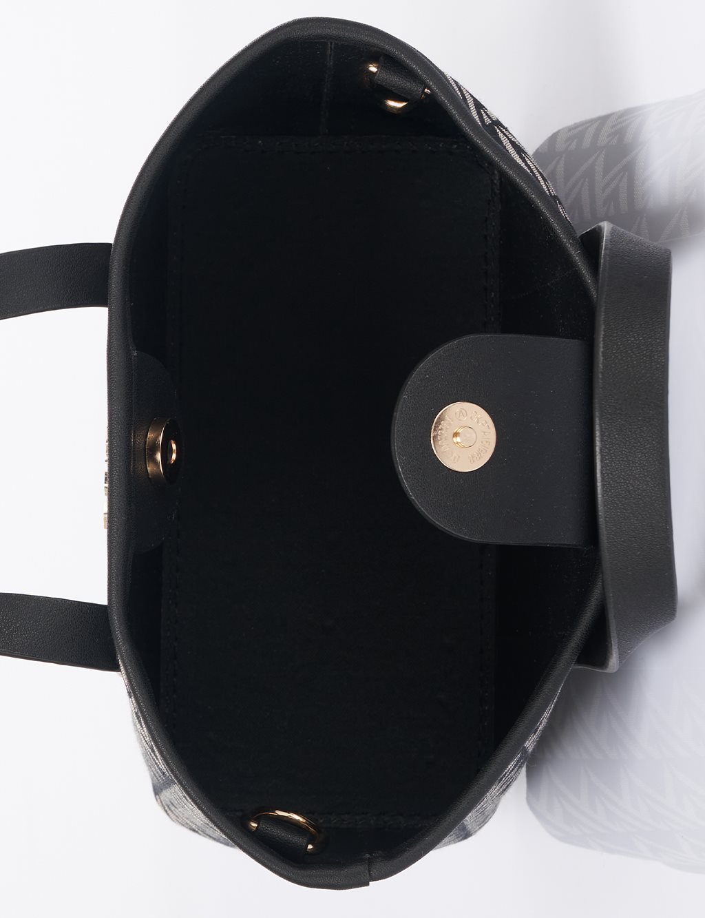Monogram Desen Orta Boy Shopper Çanta Siyah 