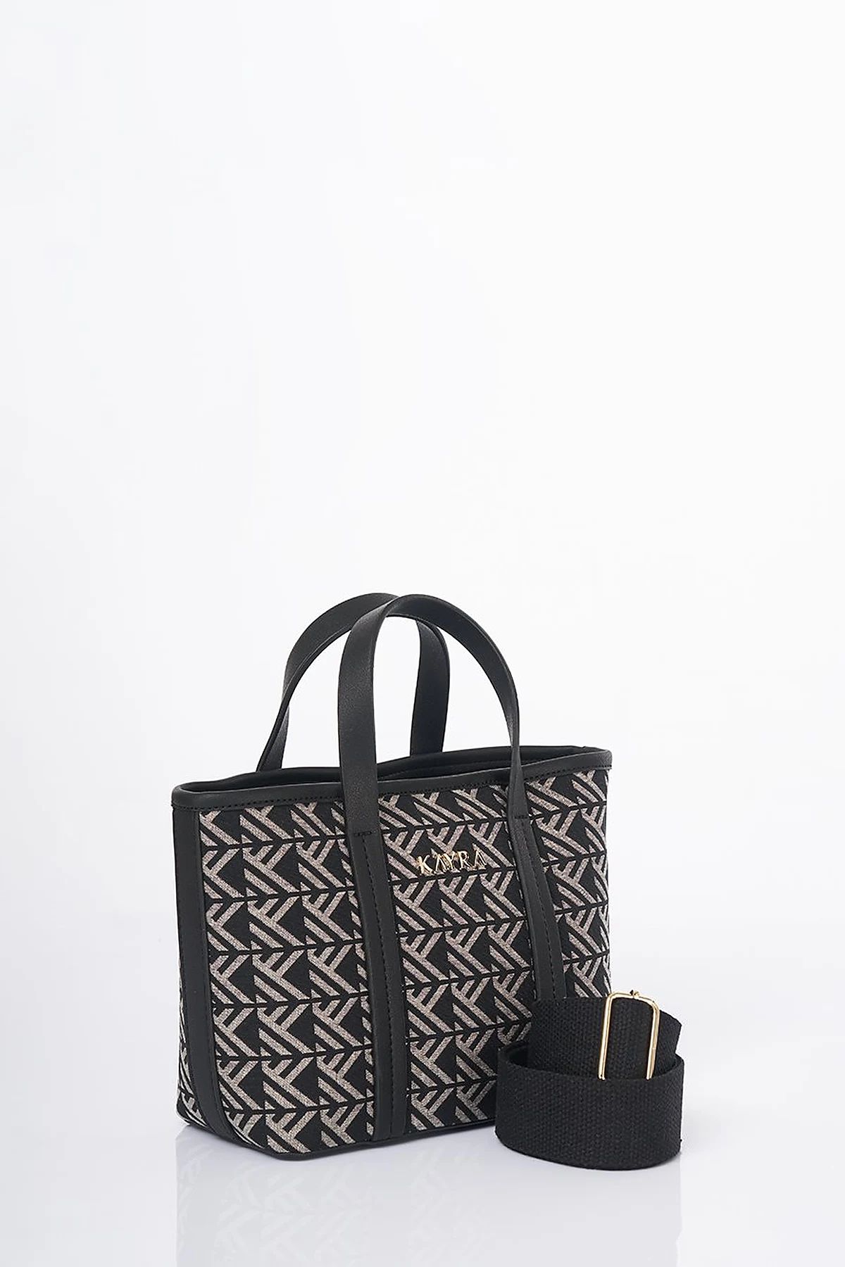 Monogram Pattern Medium Shopper Bag Black 