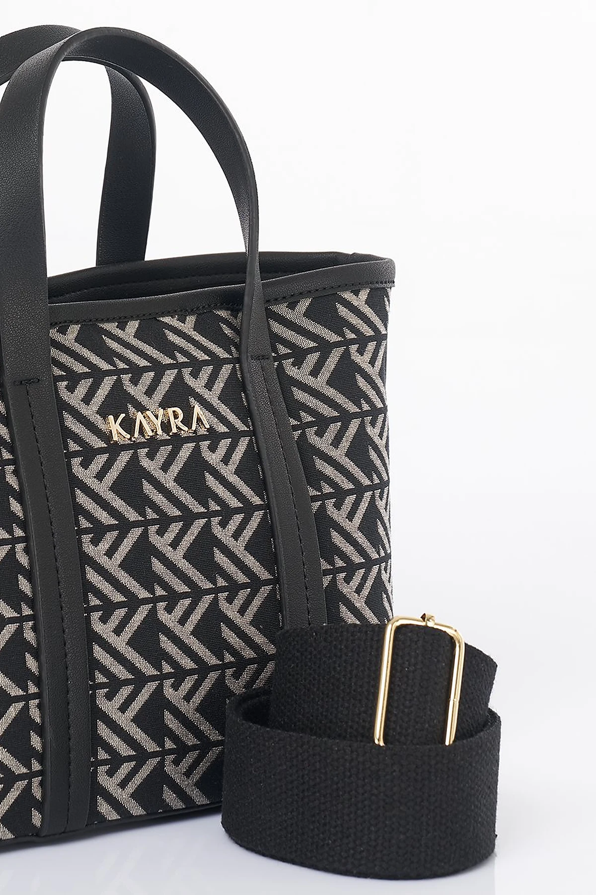 Monogram Pattern Medium Shopper Bag Black 