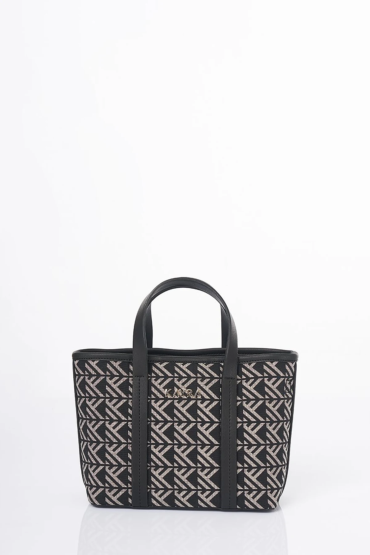 Monogram Pattern Medium Shopper Bag Black 