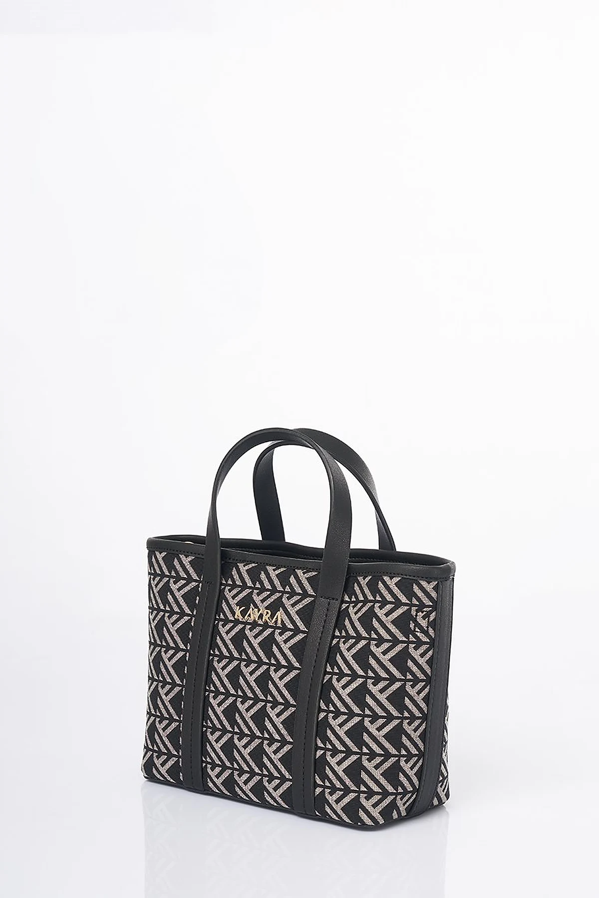 Monogram Pattern Medium Shopper Bag Black 