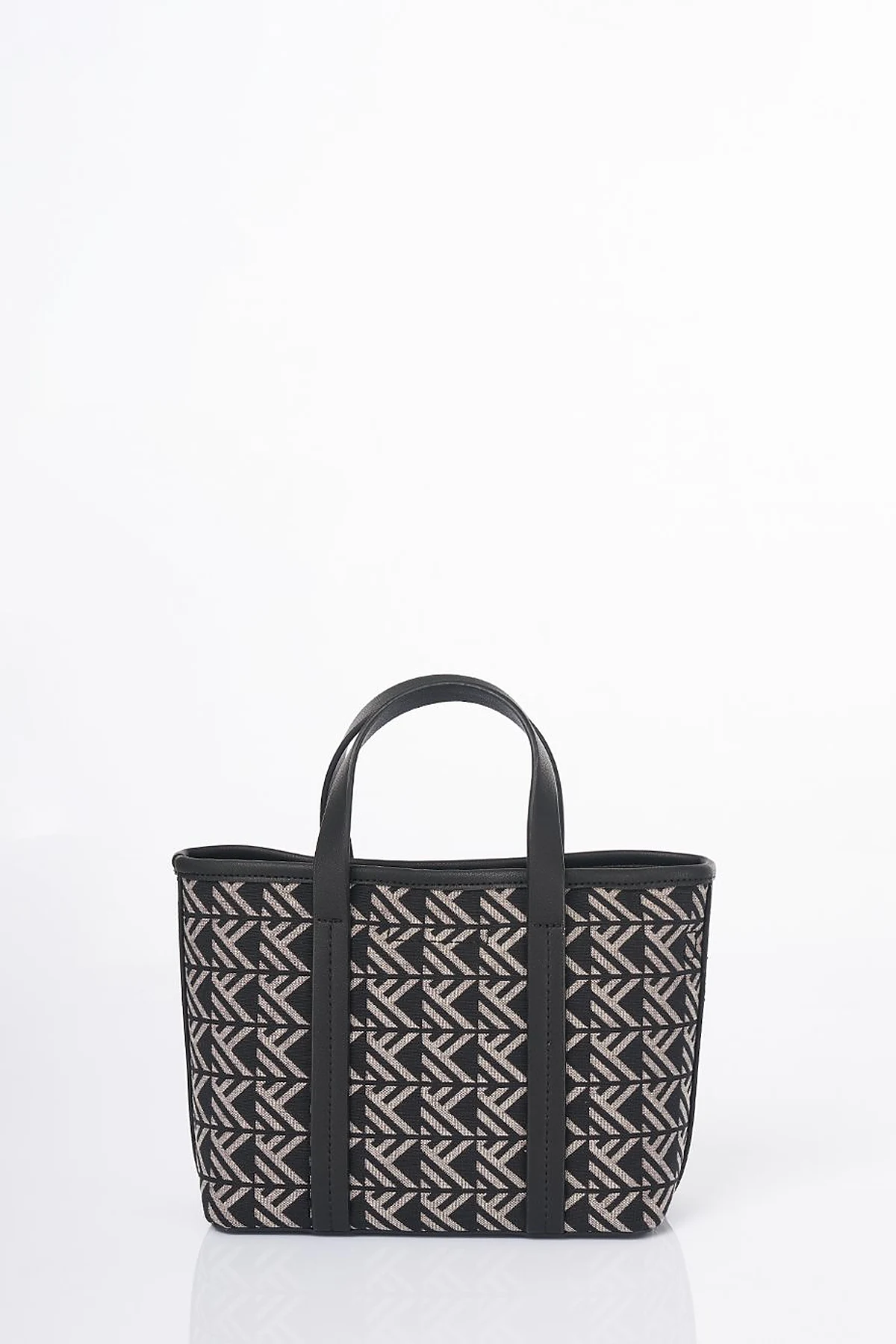 Monogram Pattern Medium Shopper Bag Black 