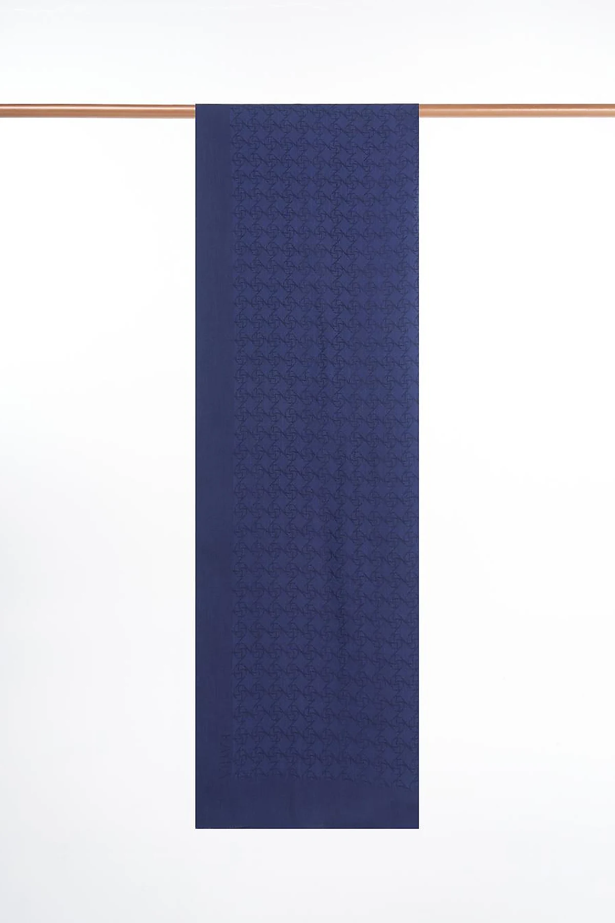 Monogram Patterned Lyocell Scarf Navy Blue
