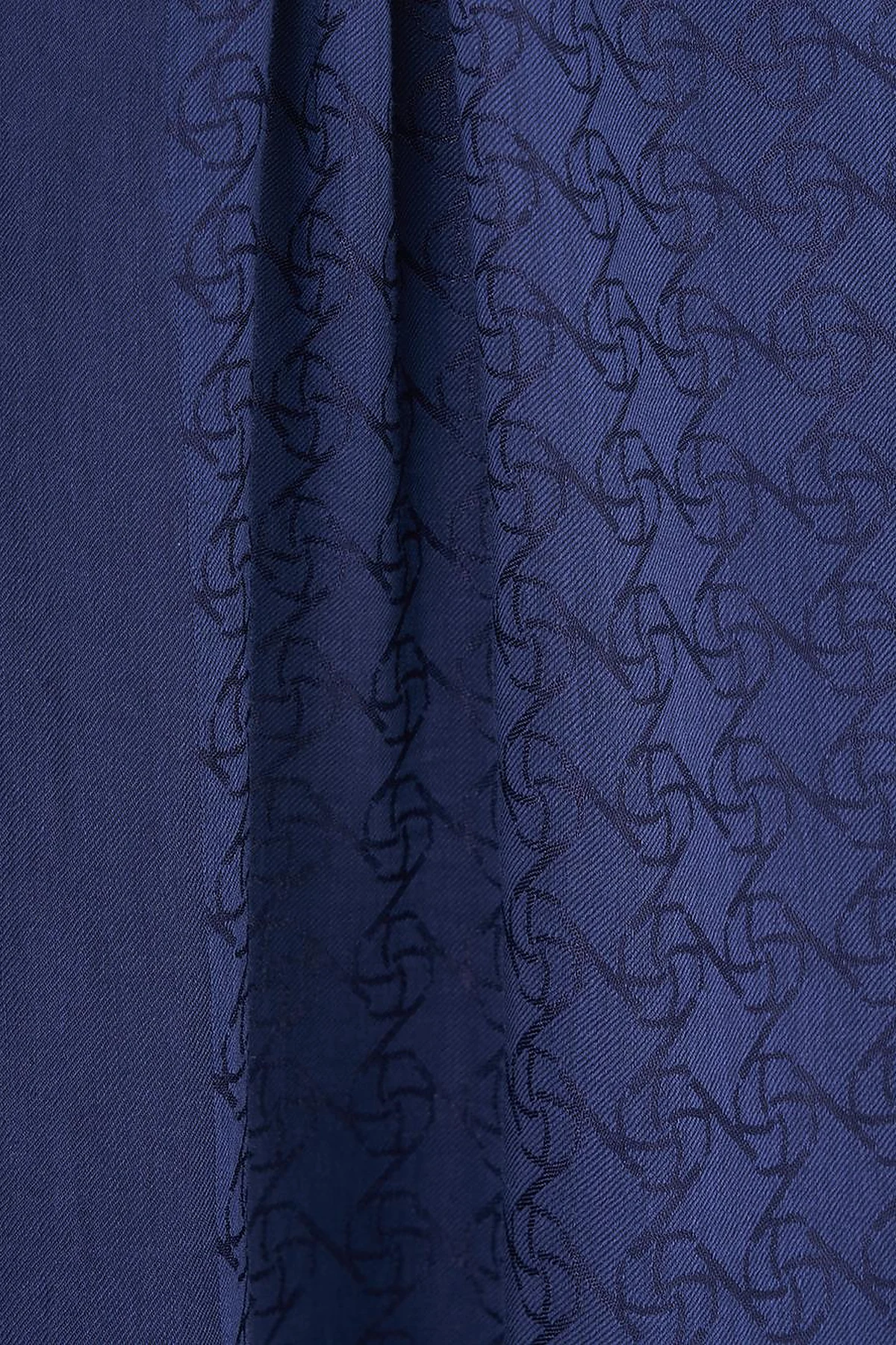 Monogram Patterned Lyocell Scarf Navy Blue