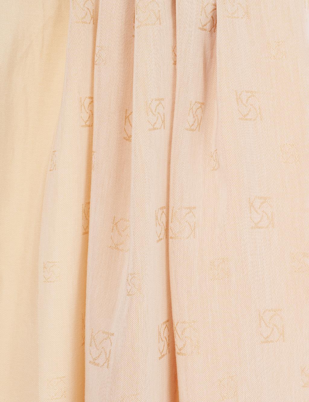 Natural Shawl with Logo Beige