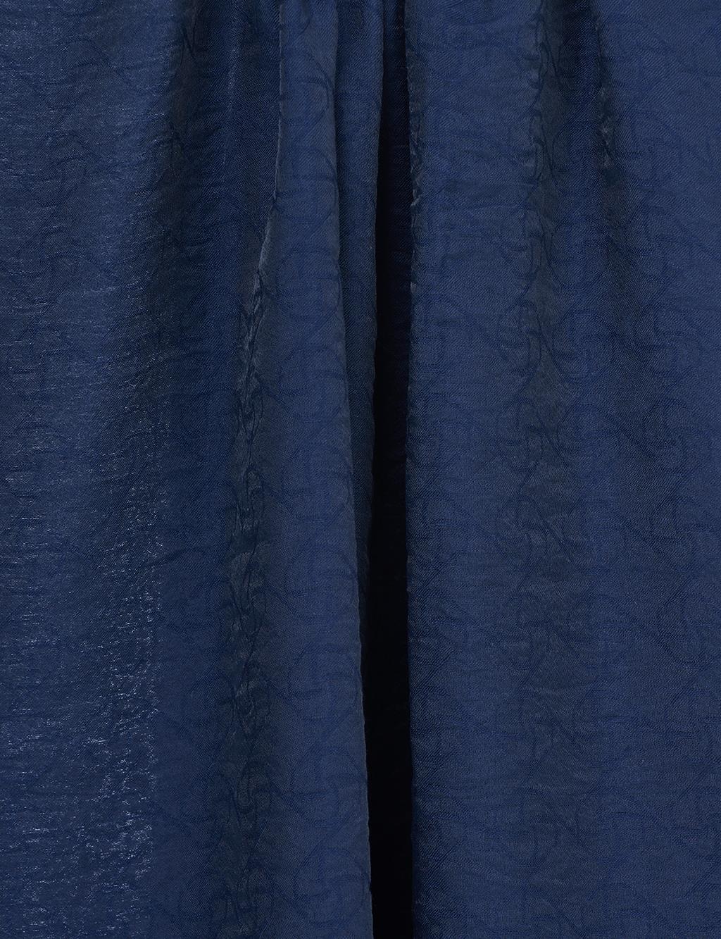 Square Monogram Jacquard Viscose Woven Shawl Navy Blue