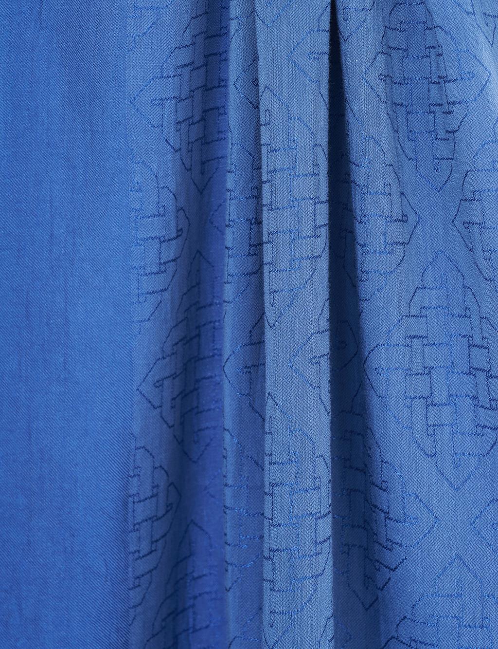 Geometric Pattern Cotton Blend Shawl Indigo