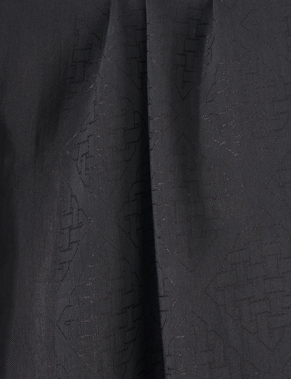 Geometric Pattern Cotton Blend Shawl Black