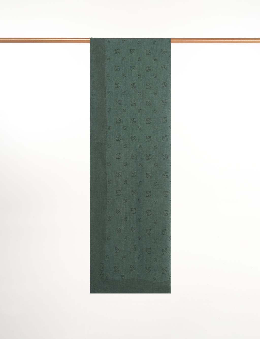 Natural Shawl with Logo Mint