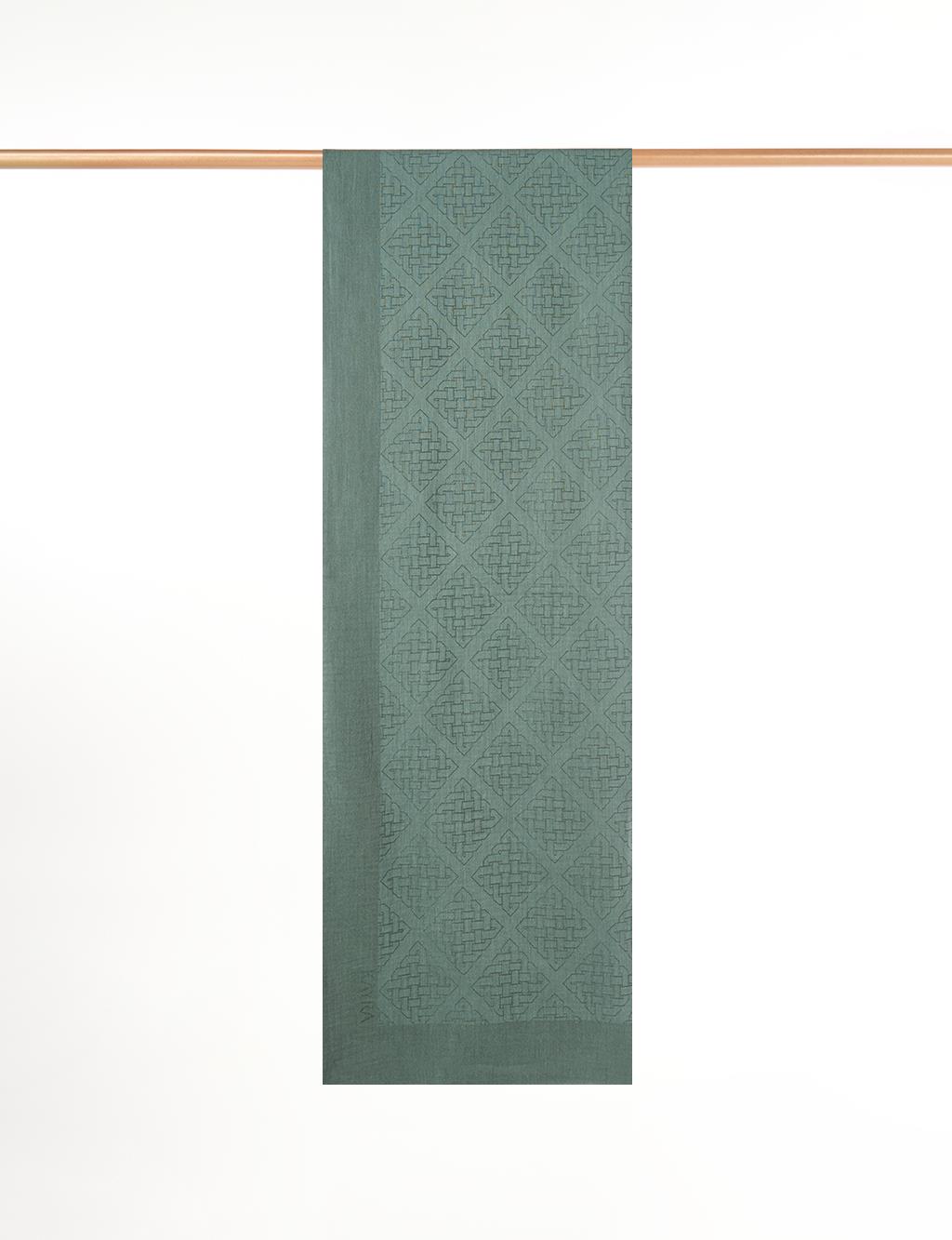 Geometric Pattern Cotton Blend Shawl Mint