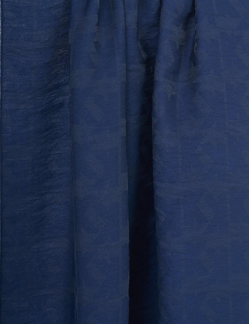 Monogram Jacquard Viscose Woven Shawl Navy Blue