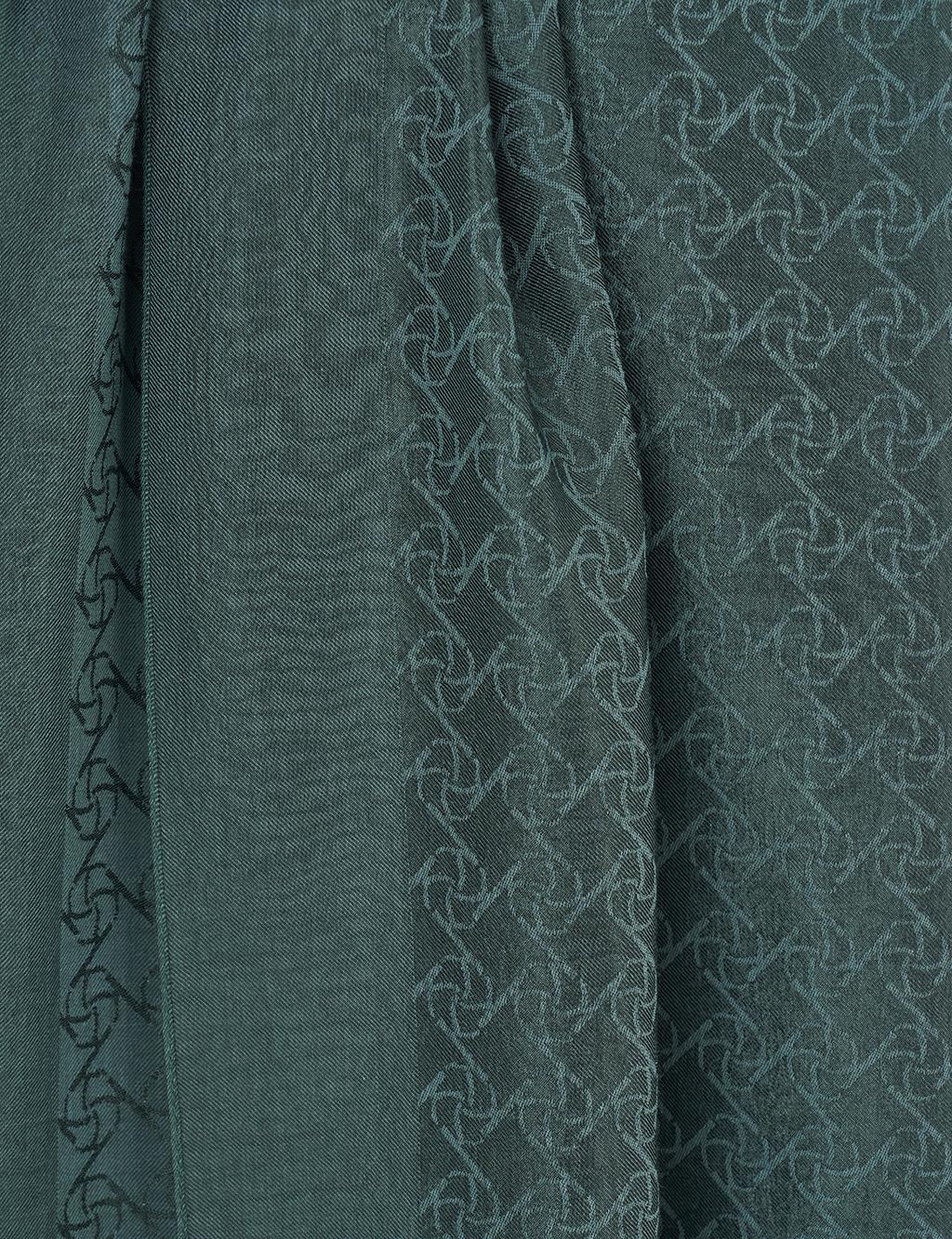 Monogram Pattern Cotton Blend Shawl Mint