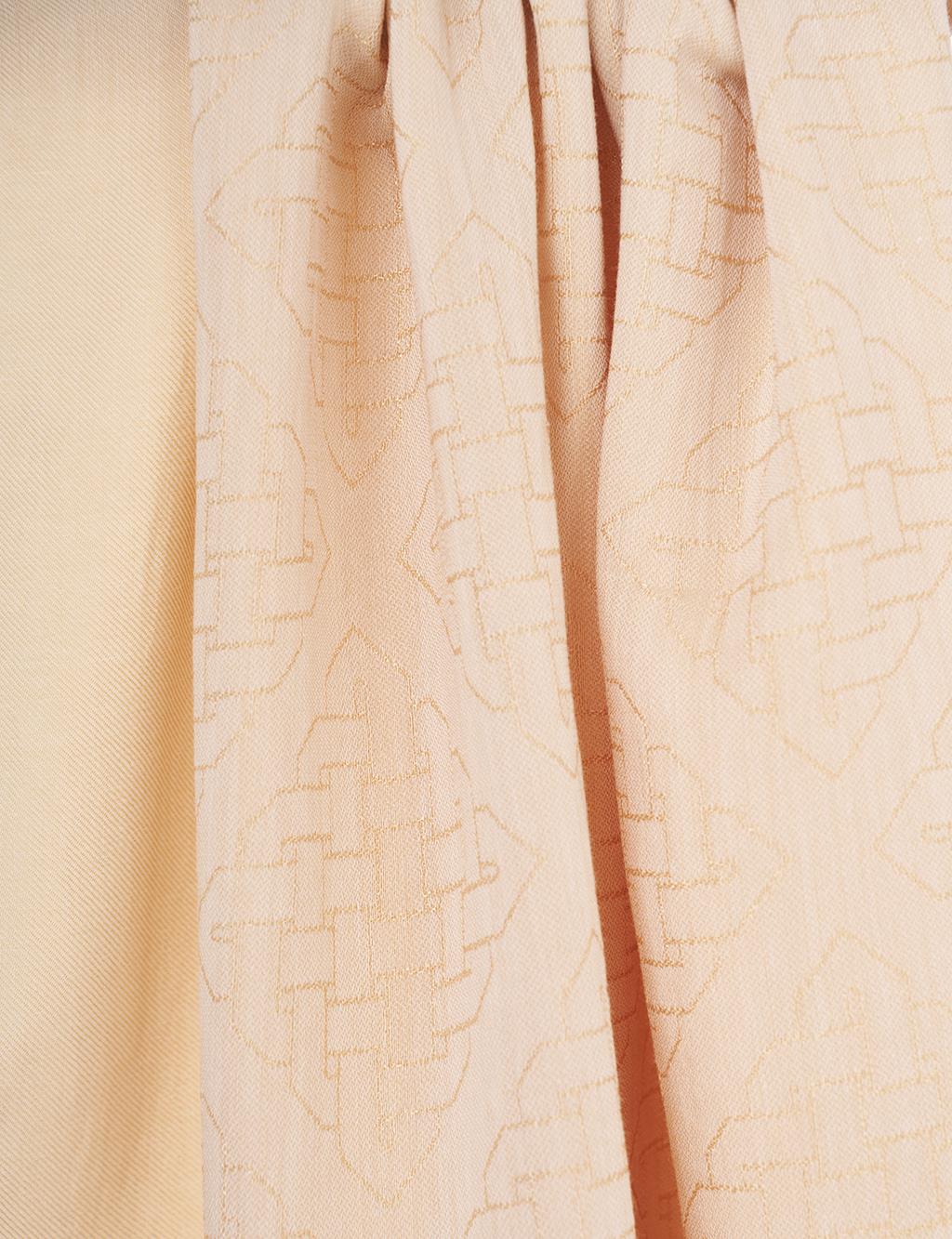 Geometric Pattern Cotton Blend Shawl Beige
