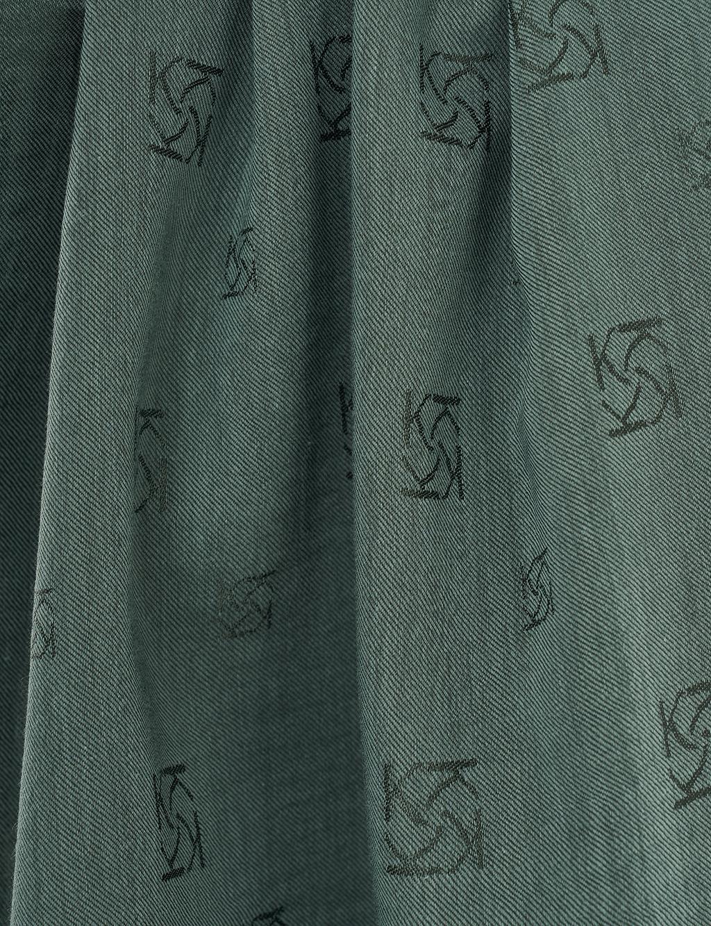 Natural Shawl with Logo Mint