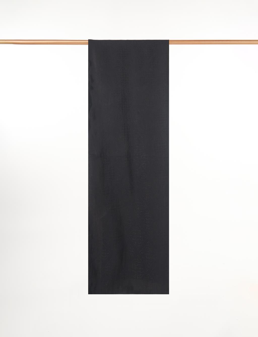 Geometric Pattern Cotton Blend Shawl Black