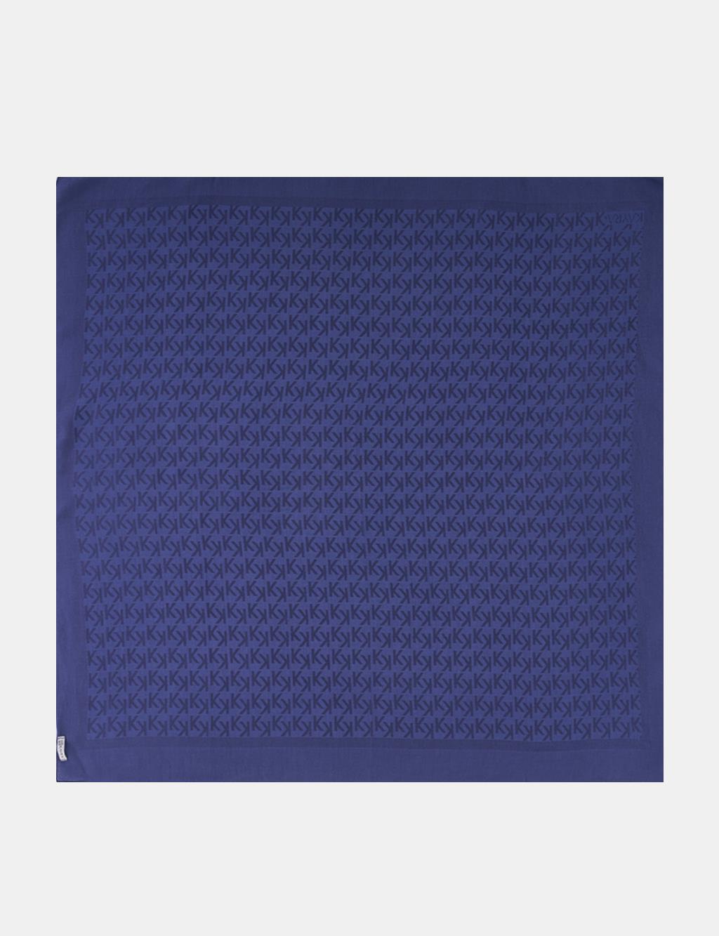 Monogram Pattern Lyocell Scarf Navy Blue