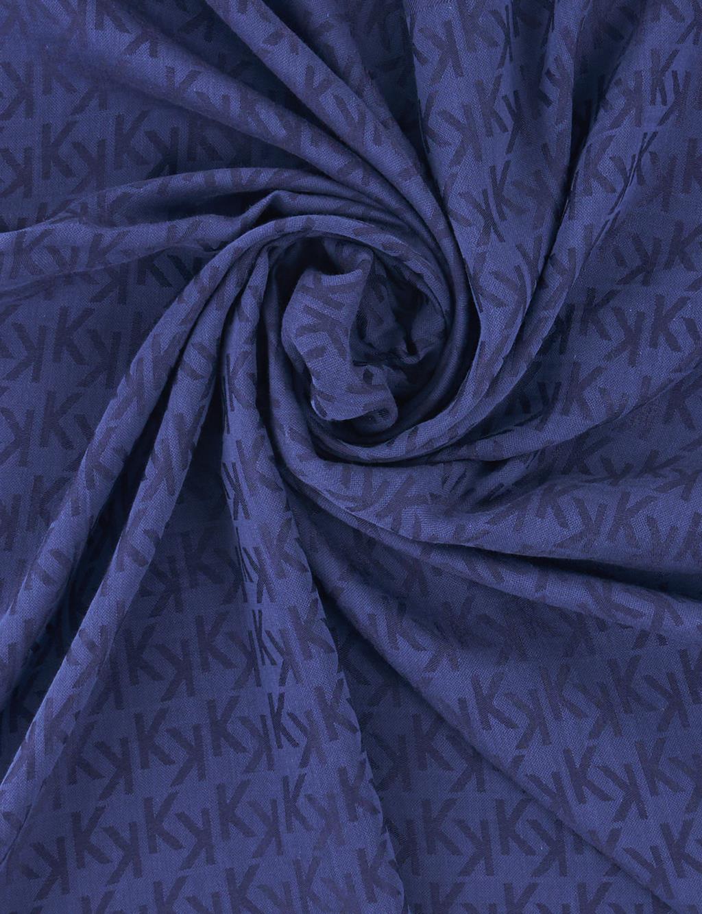 Monogram Pattern Lyocell Scarf Navy Blue