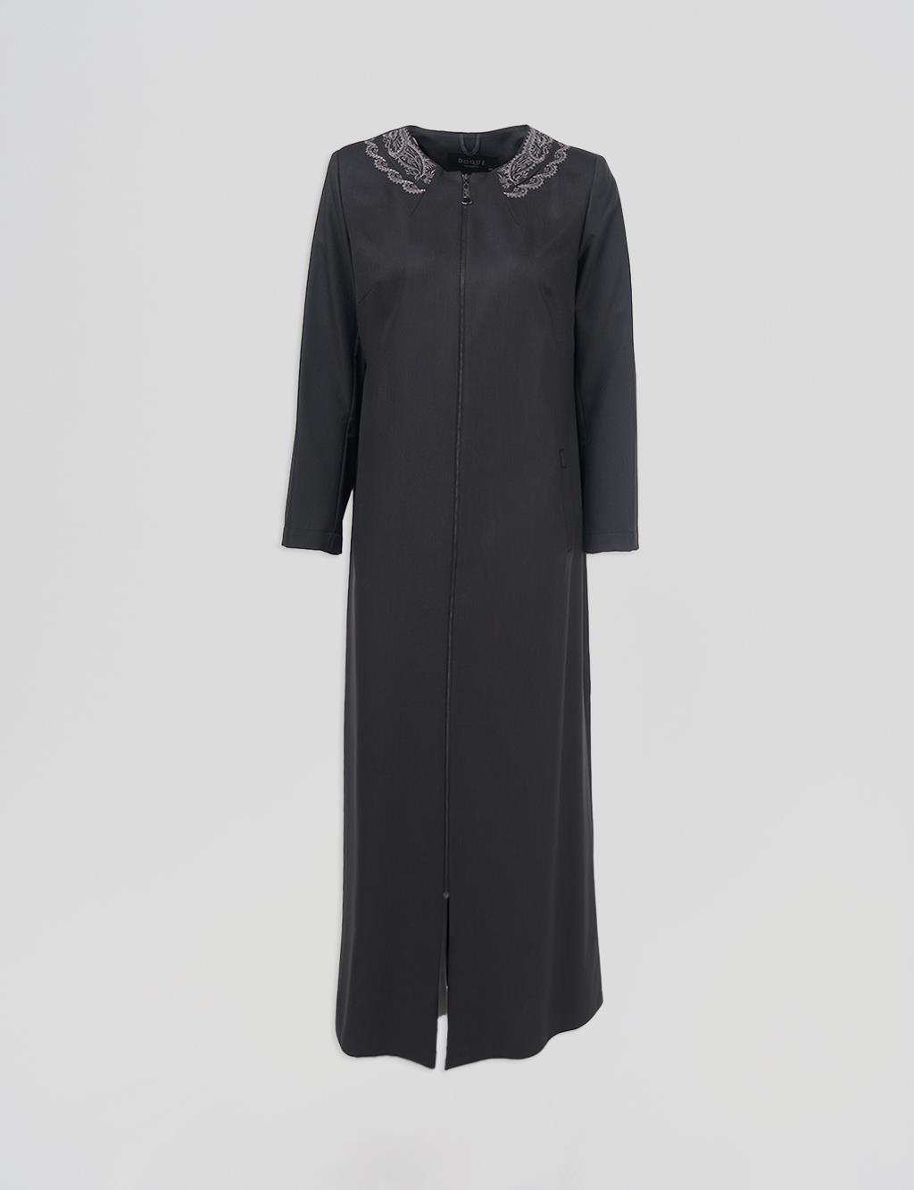 Embroidered Coat– Black
