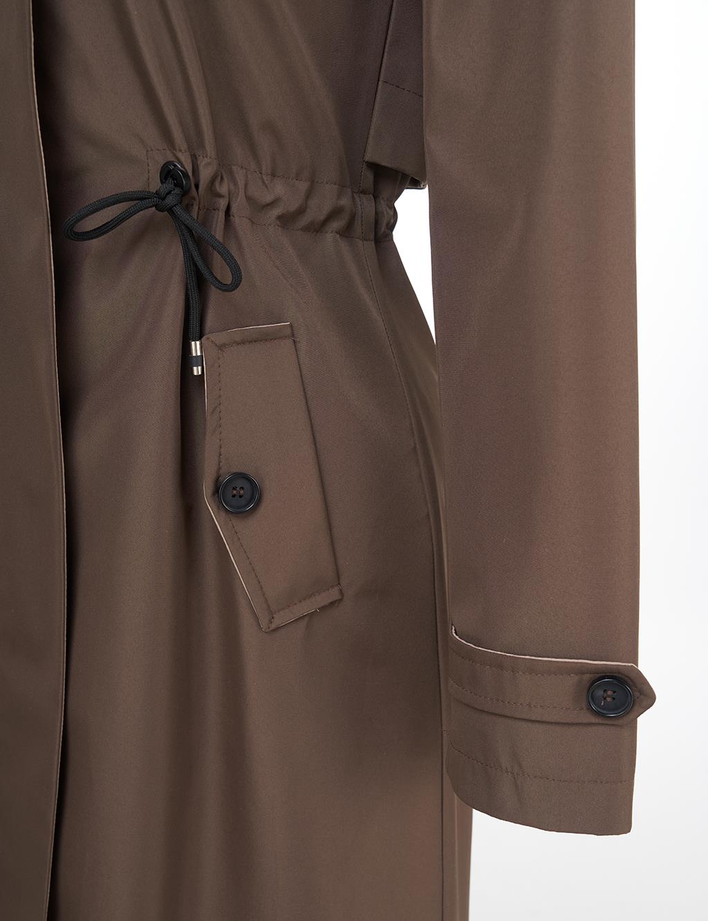 Drawstring Waist Coat Khaki
