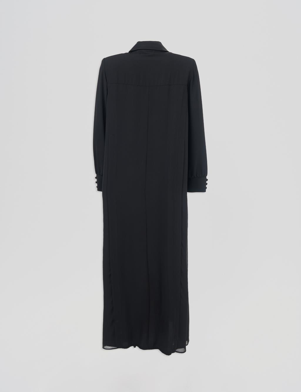 Drawstring Collar Coat Black