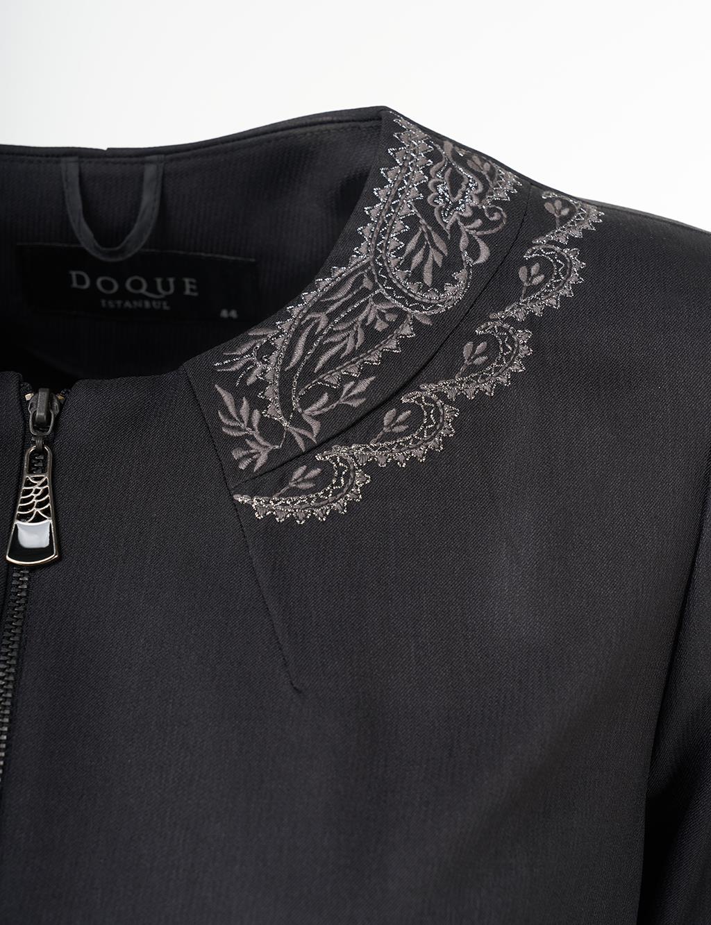Embroidered Coat– Black