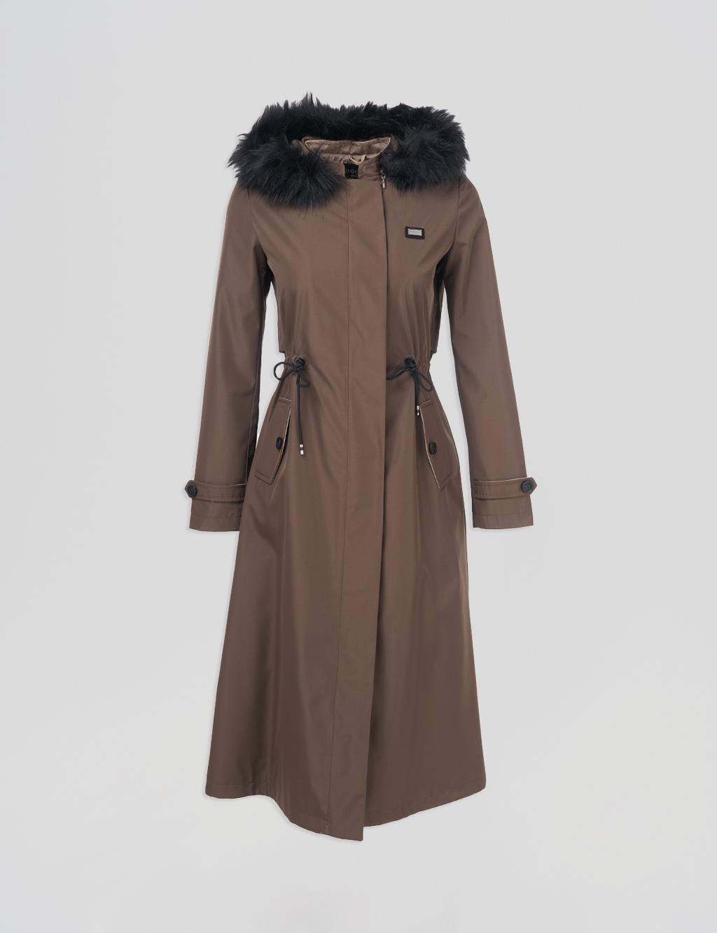 Drawstring Waist Coat Khaki