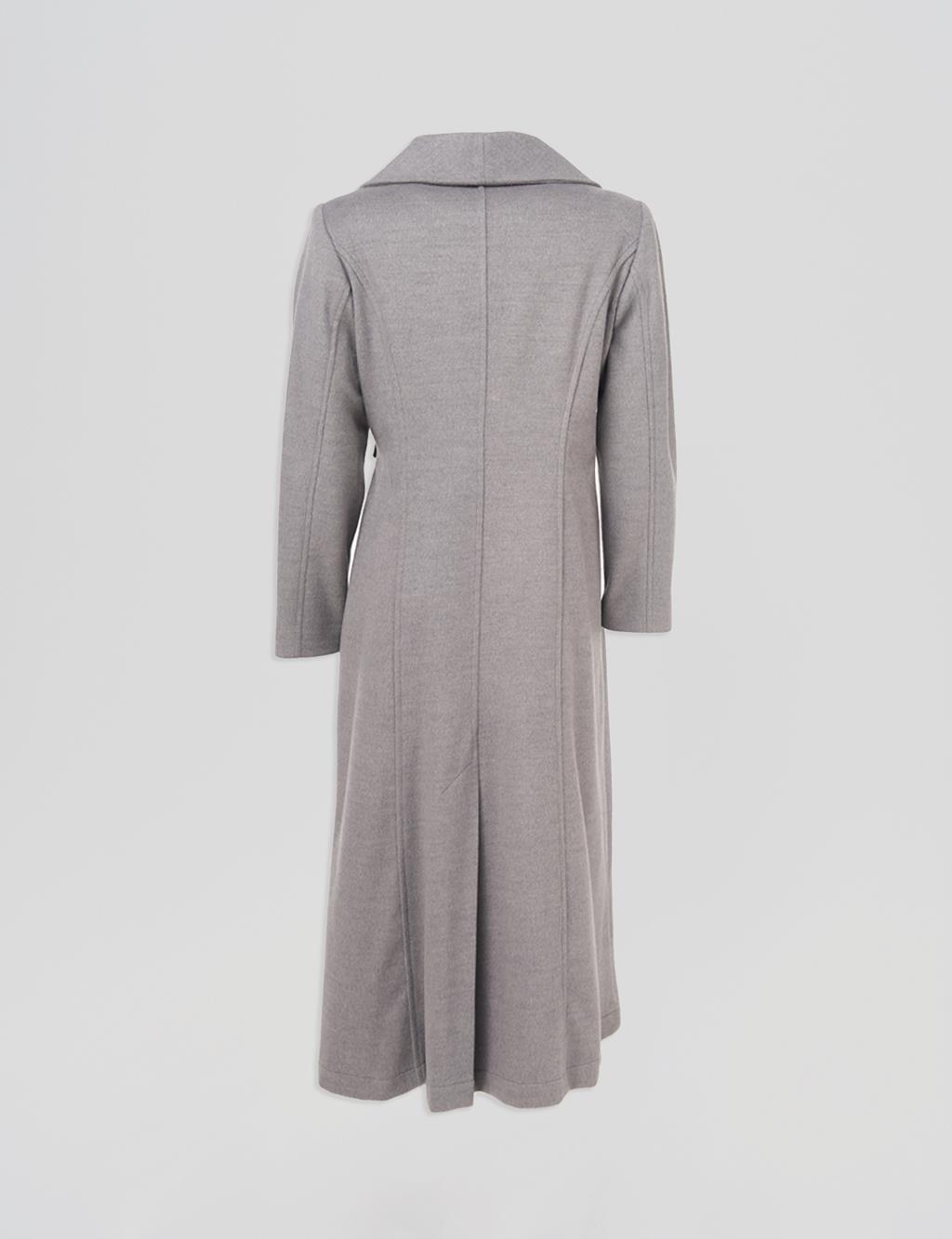 Metal Buckle Detailed Cashmere Coat Gray 