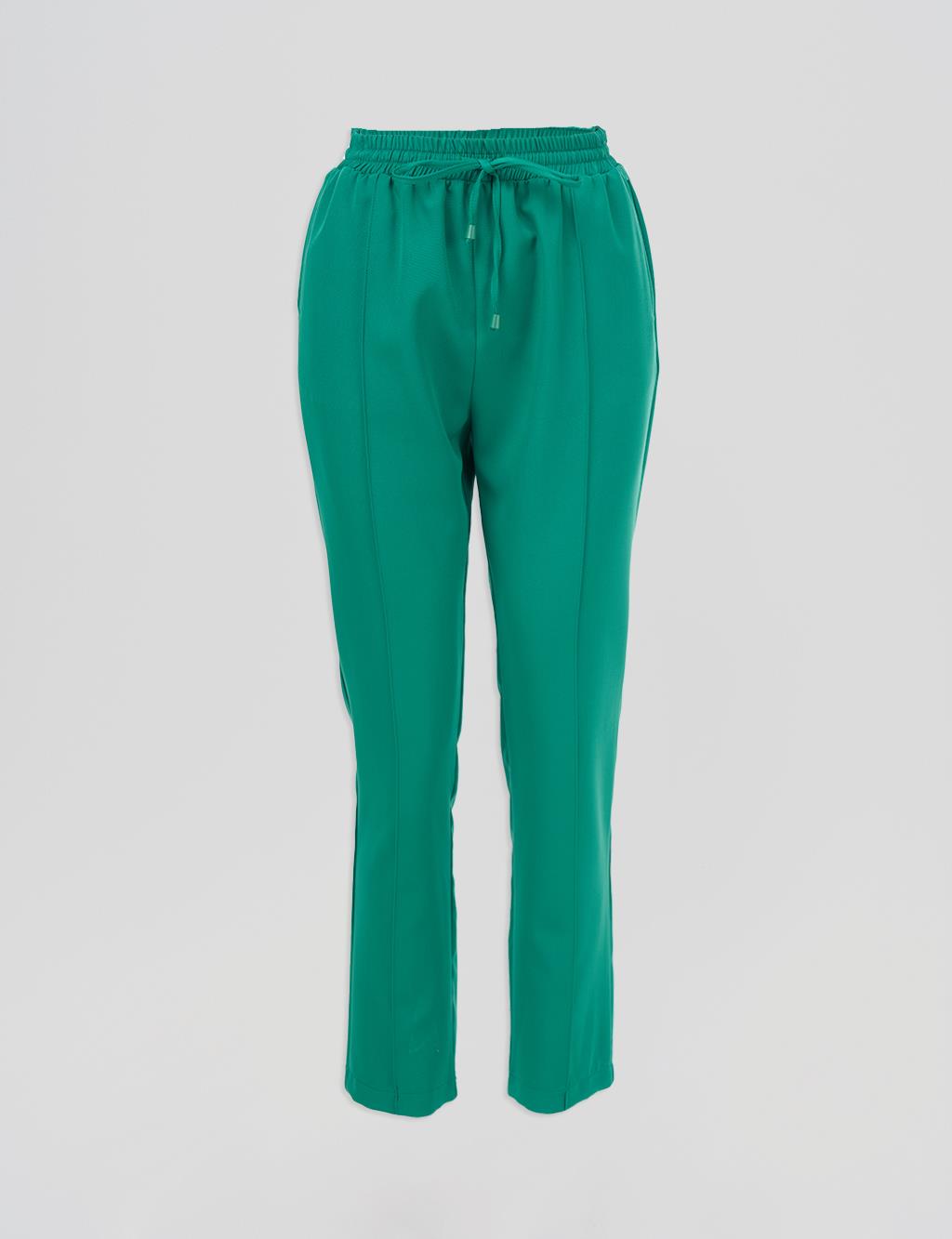 Topstitch Detailed Pants – Green