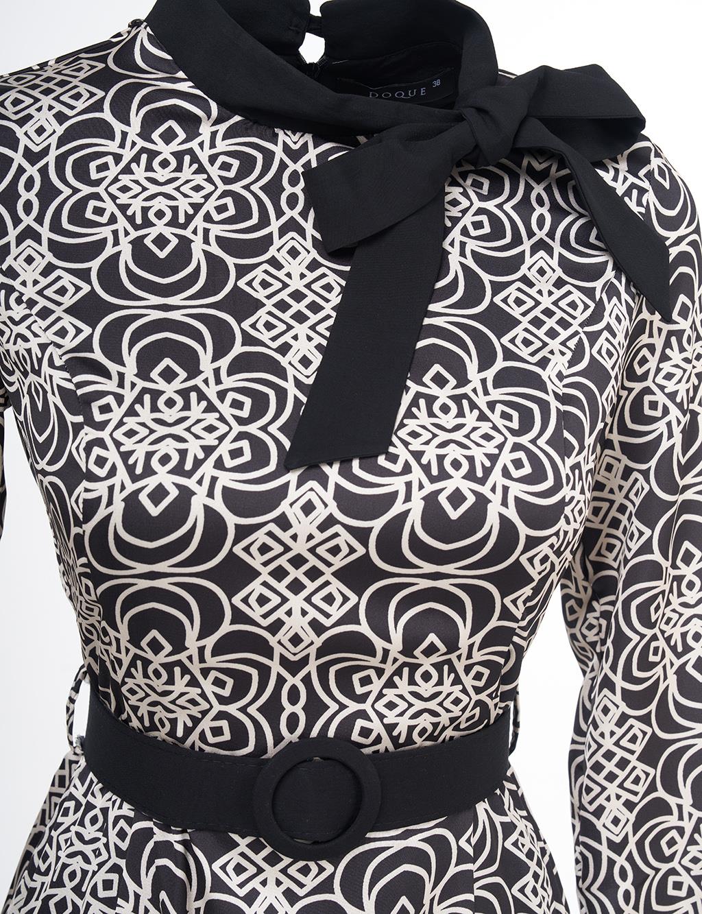 Belted Elegant Dress Black 