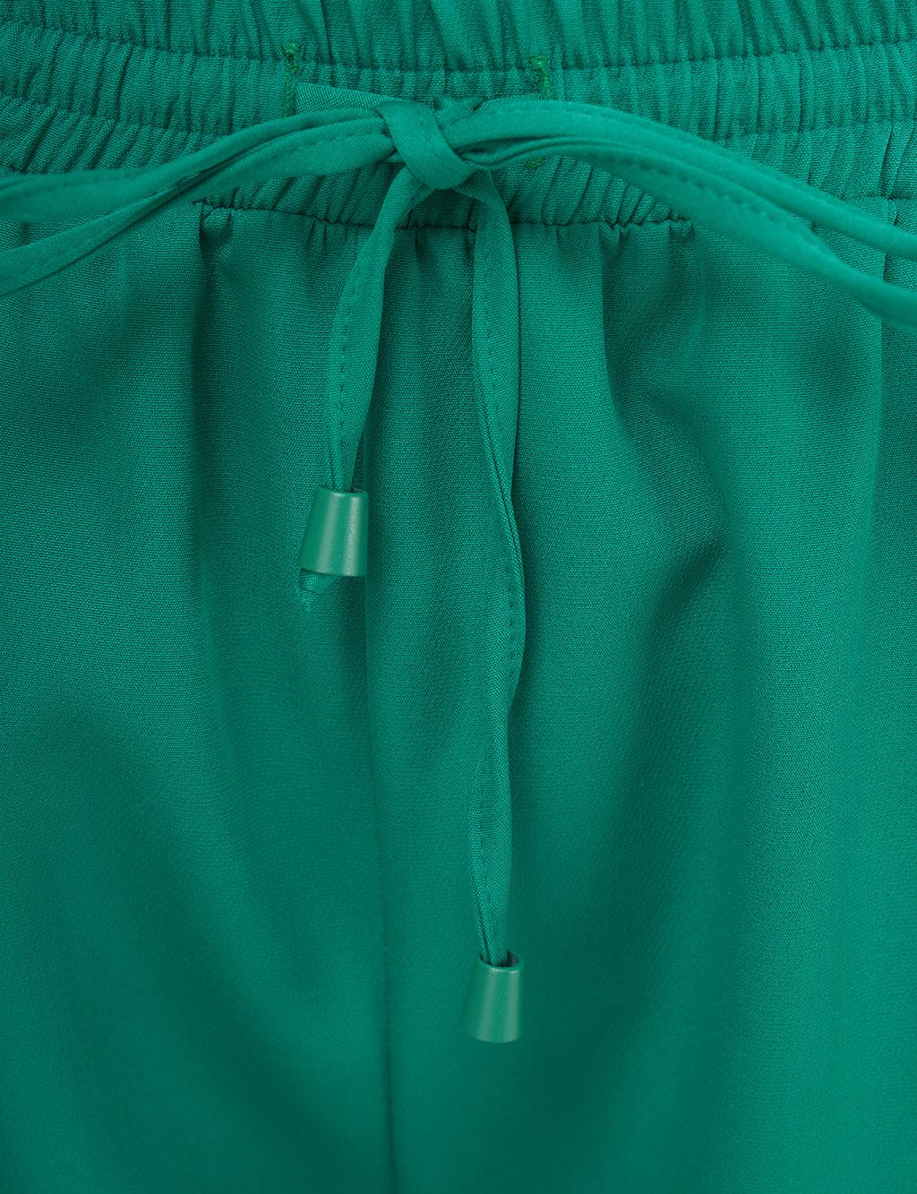 Topstitch Detailed Pants – Green