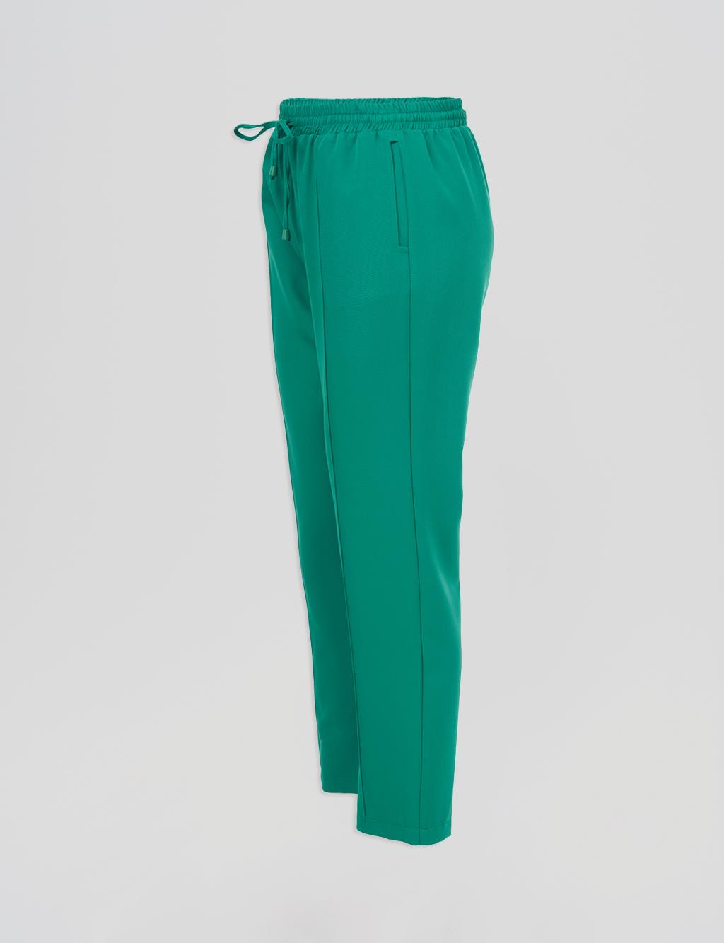 Topstitch Detailed Pants – Green