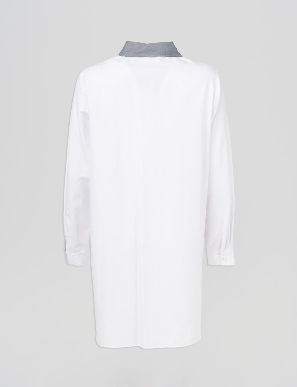 Gingham Pattern Tunic Optic White-Gray 