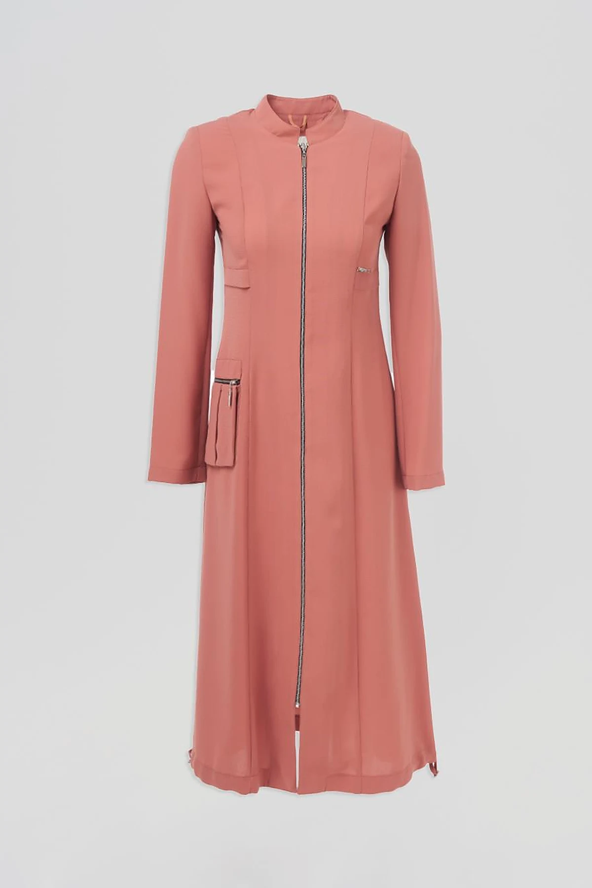 Pocket Detailed Mandarin Collar Throw-On Cinnamon