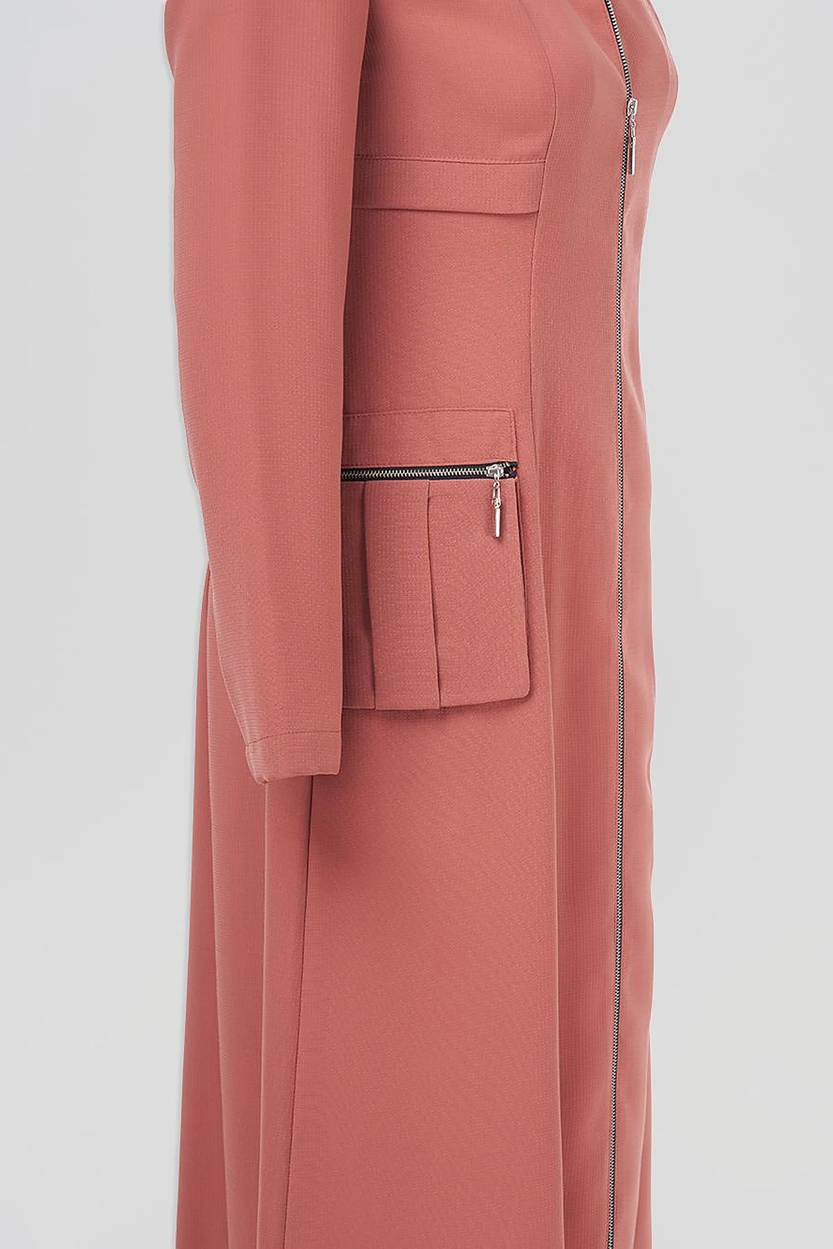 Pocket Detailed Mandarin Collar Throw-On Cinnamon