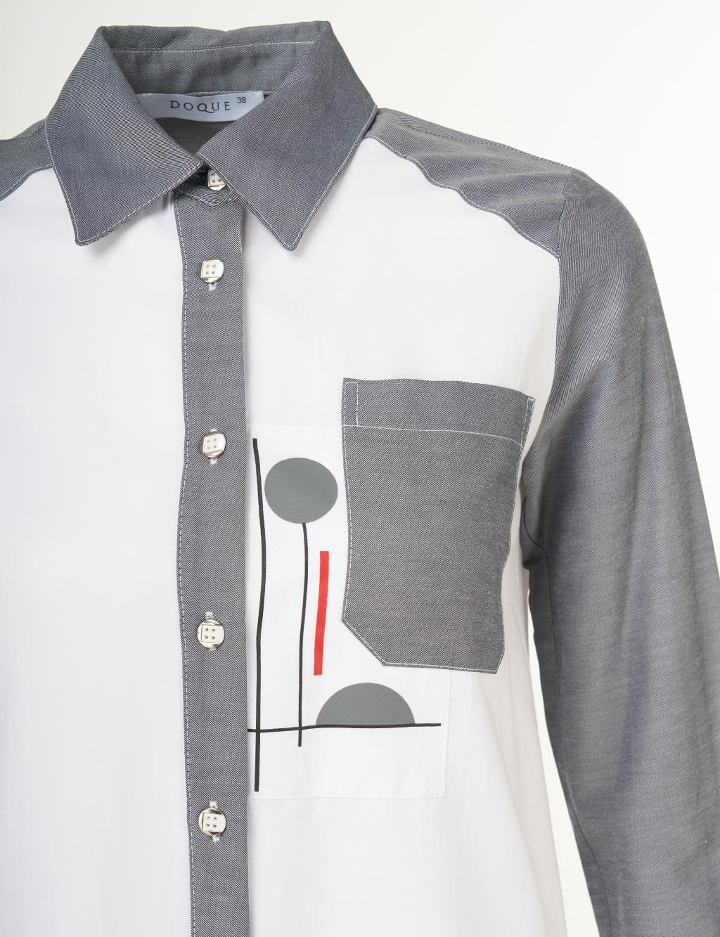 Printed Detail Tunic Optical White-Gray