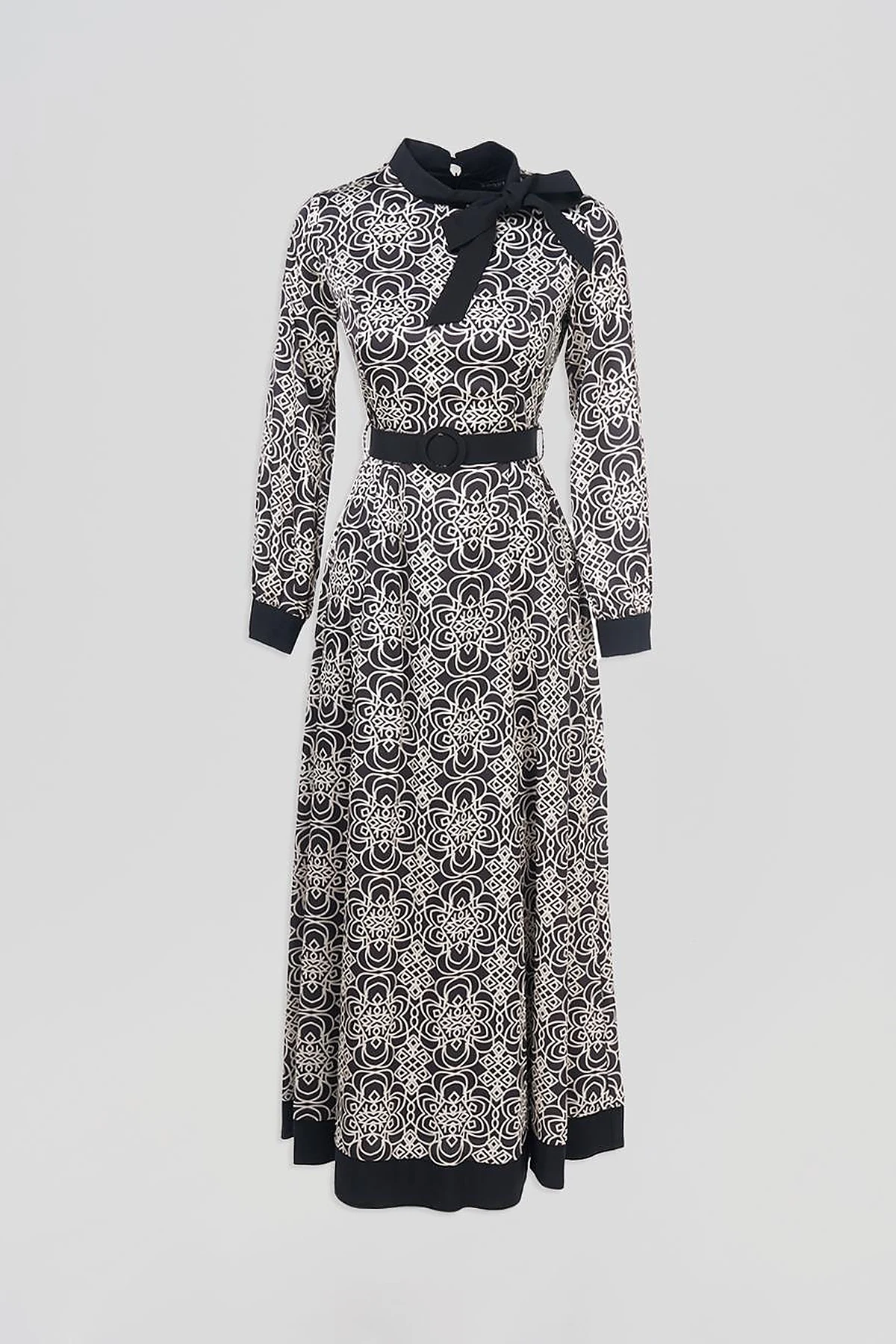 Belted Elegant Dress Black 