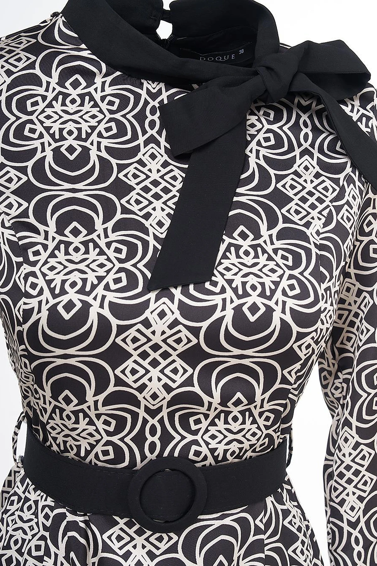 Belted Elegant Dress Black 
