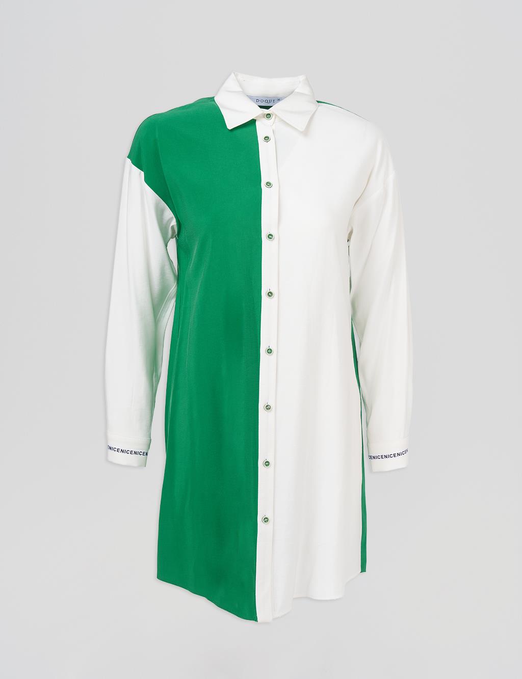 Slogan Cuffed Tunic Green