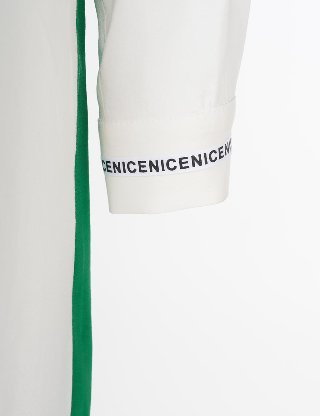 Slogan Cuffed Tunic Green