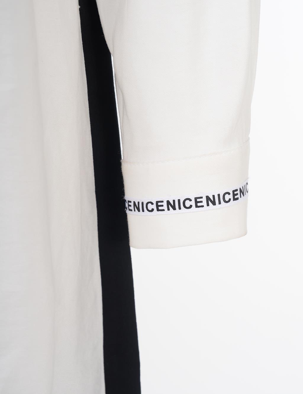 Slogan Cuffed Tunic Black