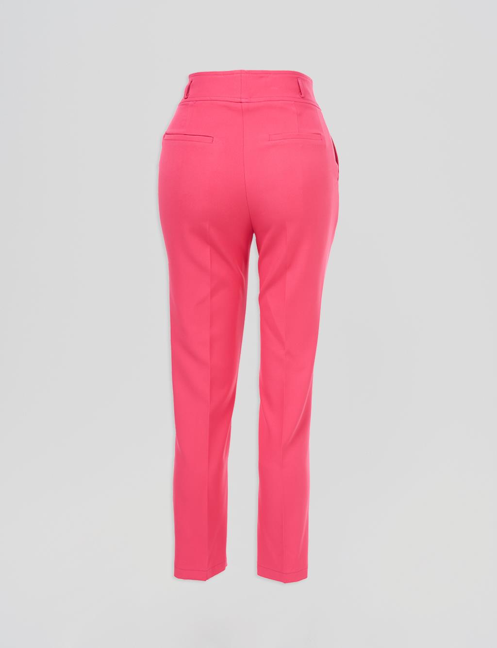 Buttoned Pipe Leg Trousers Fuchsia