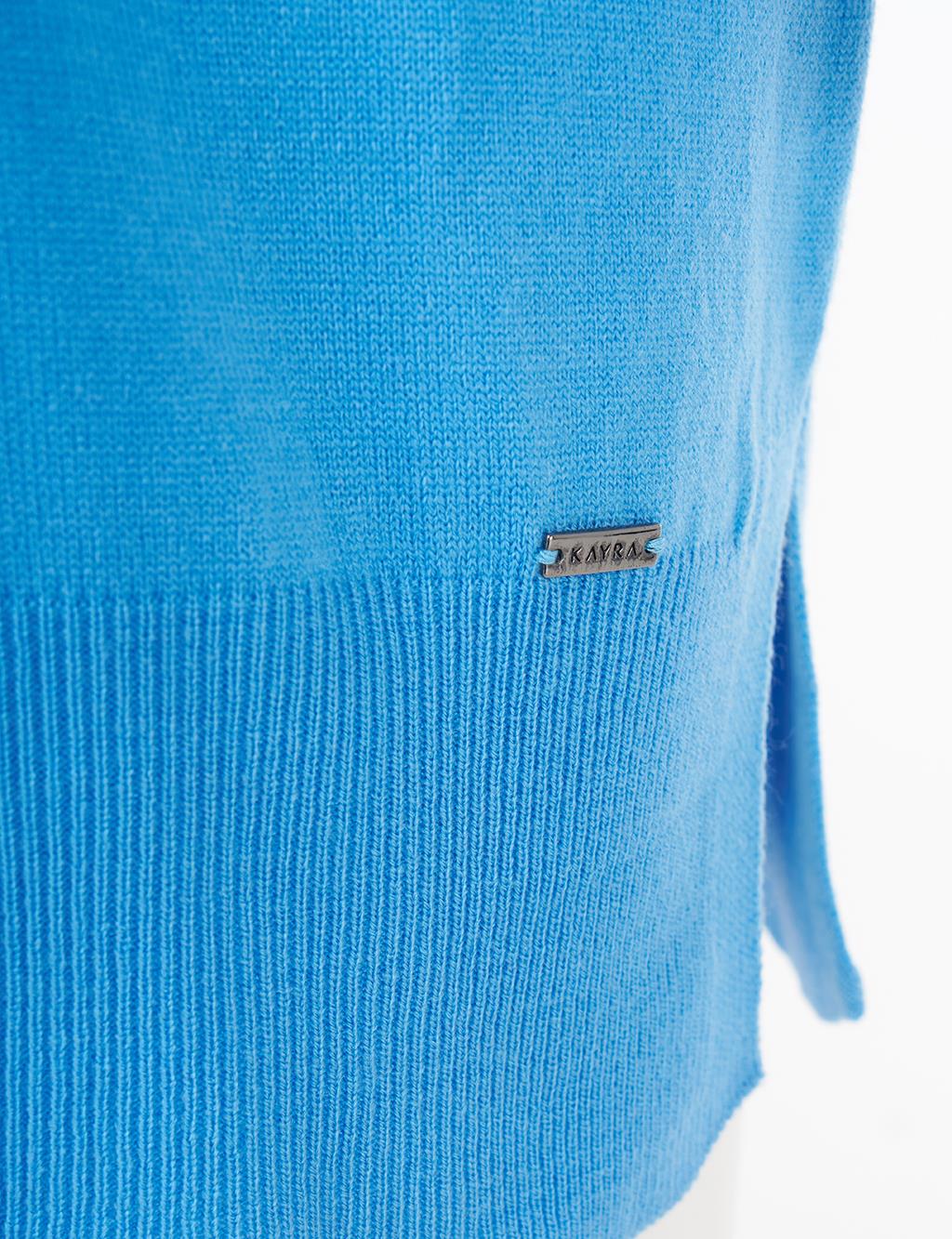 Half Turtleneck Knitted Tunic Blue