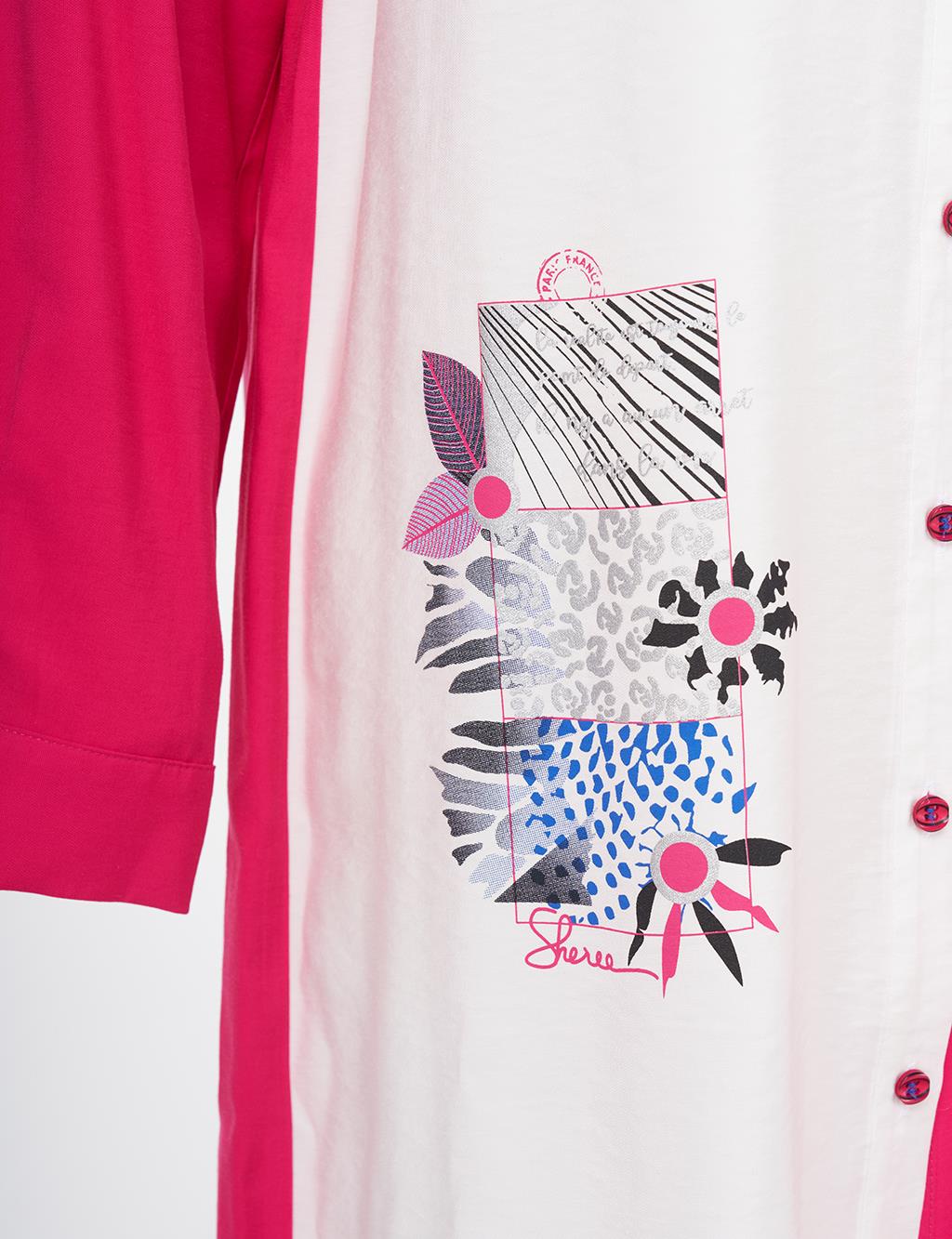 Print Detailed Basic Tunic Fuchsia