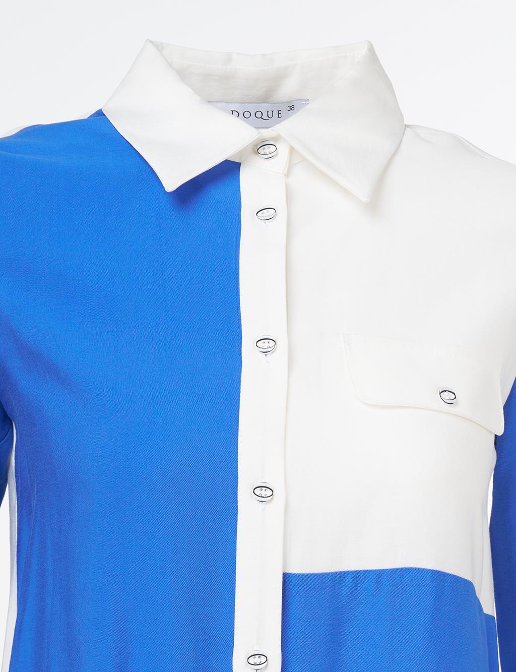 Flap Pocket Tunic Ecru-Sax